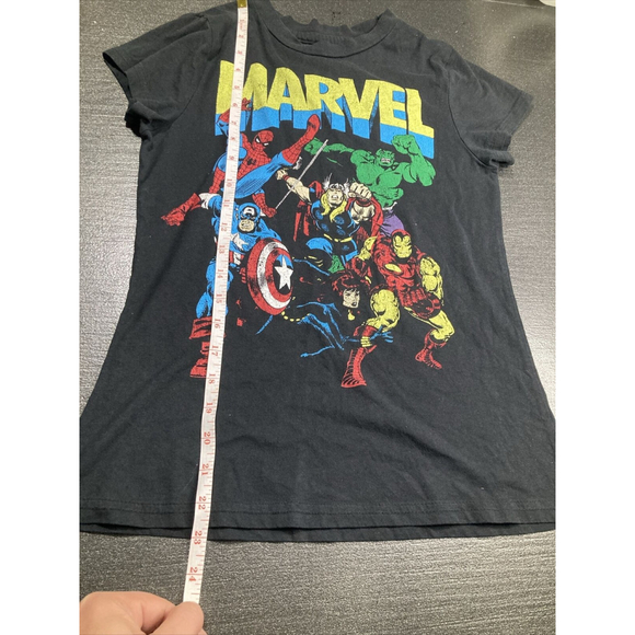 marvel Tshirt Girls Youth Medium Black Spiderman Hulk Captain America - Picture 4 of 7